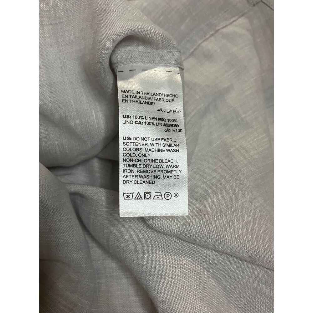 Chico's No Iron Linen Shirt 3 XL Gray Button Down Roll Tab Sleeve NWT - Picture 8 of 8